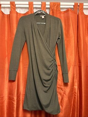Banana Republic Olive Wrap-Style Long Sleeve Dress